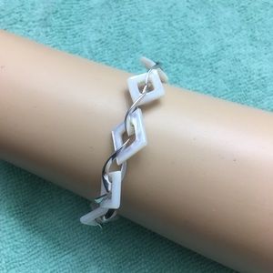 925 Silver Mother of Pearl Diamond Shape Bracelet